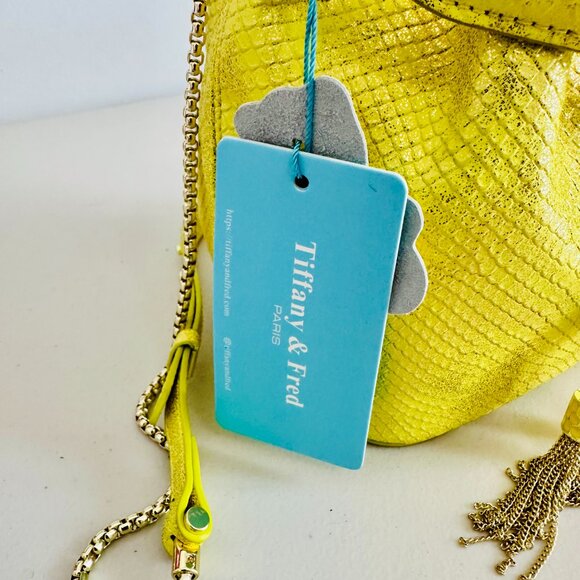KJL Kenneth Jay Lane Embellished Koi Fish Brooch, Yellow  TIFFANY & FRED PARIS YELLOW GREEN METALLIC KOI FISH DRAWSTRING BUCKET BAG